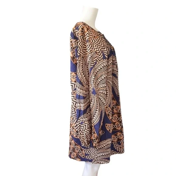 Farm Rio Yawanawa Vanahu Navy Organic Cotton Mini Dress Sz L - Picture 7 of 13